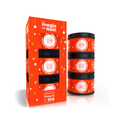 coffret magie noel trois boites metal the epice etoile infusion fruits noel oolong panettone mere noel