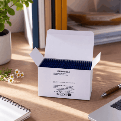 boite sachets infusion plantes camomille