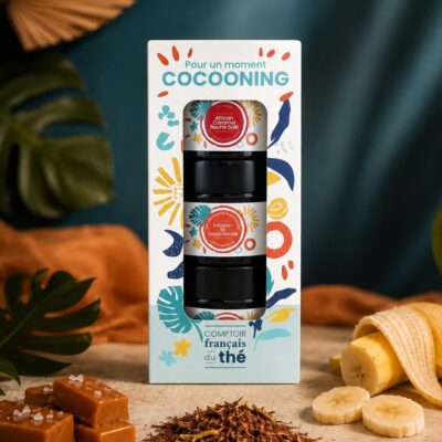 coffret infusions rooibos trois boites metal african caramel beurre sale gourmande amoureux